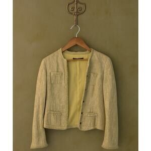 Elie Tahari Exquisite Art‑to‑Wear Green Tweed Lightweight Blazer Jacket Large